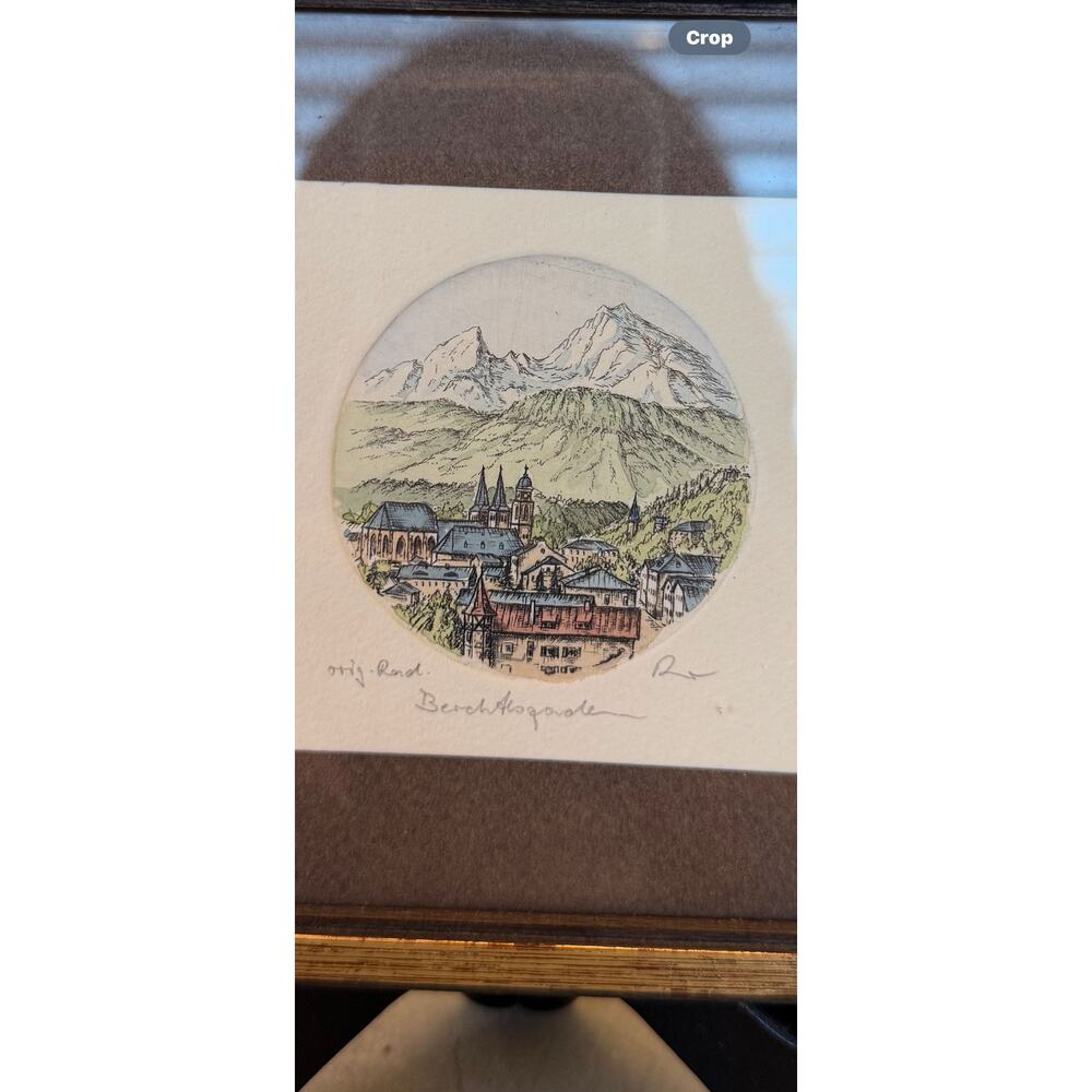 Original Radierung Mountain Mini Etching Berchtesgaden, Germany  - Signed